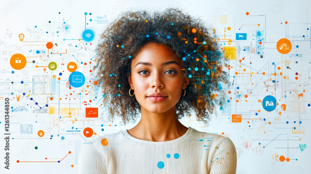 Poster digital integration in platform-based communities blending professional engagement with personal dev