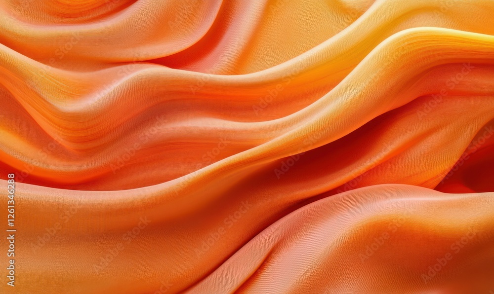 Poster warm orange fabric folded in smooth waves, with subtle texture and light creating depth and softness