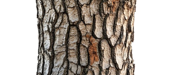 Natural tree trunk with unique bark patterns, set against a clean white backdrop, rendered in vivid detail.