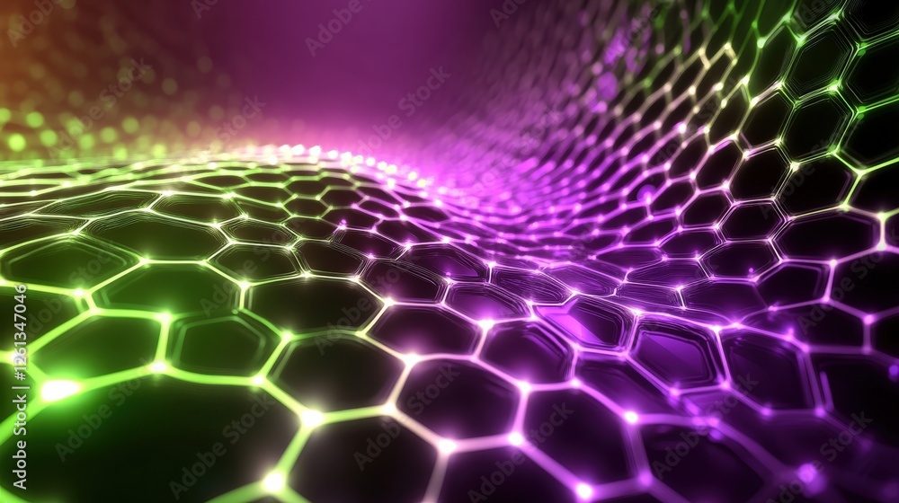 Poster abstract illuminated hexagonal network wave