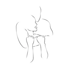 drawing of a man and a woman in love. Valentine's Day minimalistic modern card illustration. Wedding logo. Romantic postcard.