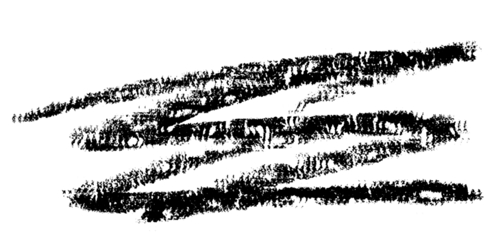 Chaotic lines drawn with black slate pencil on isolated background