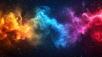 Fototapeta premium Colorful Nebula Swirling in Space With Vibrant Hues of Orange, Blue, Purple, and Pink, Showcasing the Beauty of the Universe at Night