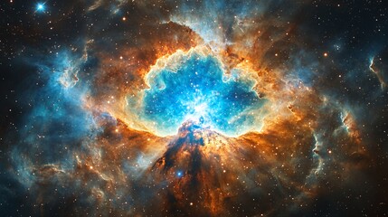 Obraz premium Stunning View of a Nebula Showcasing Vibrant Colors and Intricate Gas Formations Against a Backdrop of Distant Stars