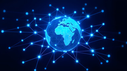 A glowing blue globe represents our interconnected world