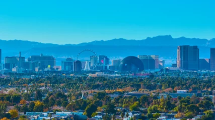 Selbstklebende Fototapeten Aerial Las Vegas Skyline with Strip and High Roller Panorama © Nicholas J. Klein