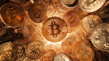 Cryptocurrency in the form of a real coin.