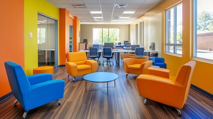 Vibrant office space where entrepreneurs engage in lively discussions with customers fostering meaningful connections