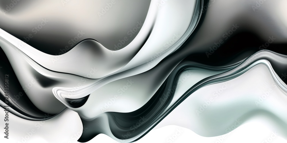 Poster monochromatic gradient flowing dynamically, generating fluid abstract shapes for design backgrounds