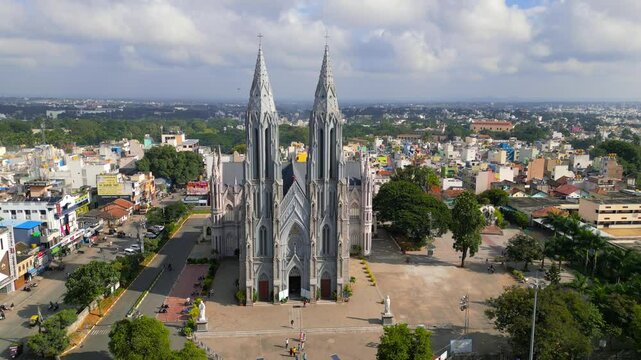Historic St. Philomena s Cathedral was constructed in 1936 using a Neo-Gothic style in Mysore city, Karnataka state