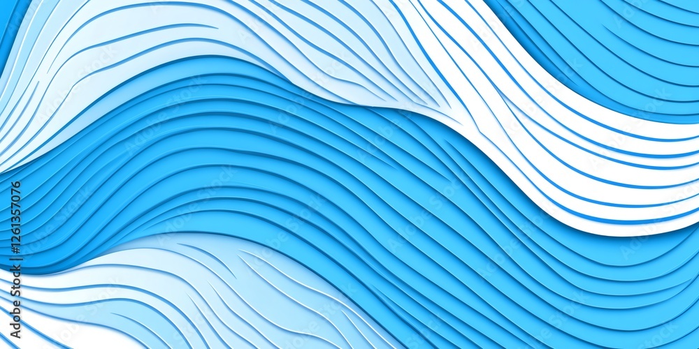 Poster abstract background with blue and white wavy lines creating a sense of depth and movement