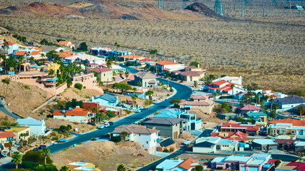 Aerial of Desert Neighborhood in Boulder City Nevada