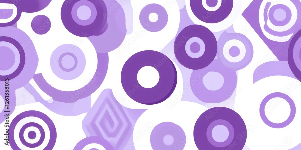 Poster modern abstract background with purple and white circles overlapping and creating a dynamic composit