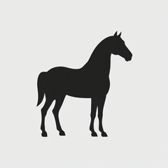 Fototapeta premium Strong Horse Silhouette Standing Proudly in Profile View