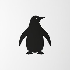 Obraz premium Penguin Silhouette Standing Upright with Flippers Out