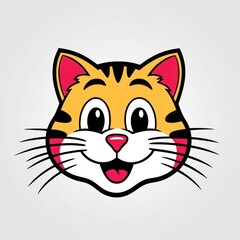 Obraz premium Cute Cartoon Mascot Head Cat Face Illustration