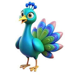 Fototapeta premium Majestic 3D Cartoon Peacock Illustration