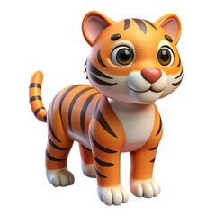 Playful Baby Tiger Cute 3D Cartoon Jungle Animal