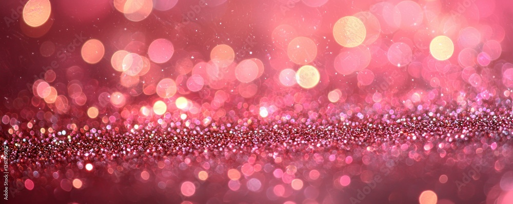 Wall mural a pink glitter bokeh background with sparkling lights, adding a dreamy and magical effect to the des