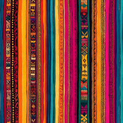 Vibrant Striped Textile Fabric  Colorful Ethnic Pattern Background