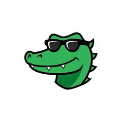 Fototapeta premium Funny Crocodile Mascot with Sunglasses Cartoon Reptile Character