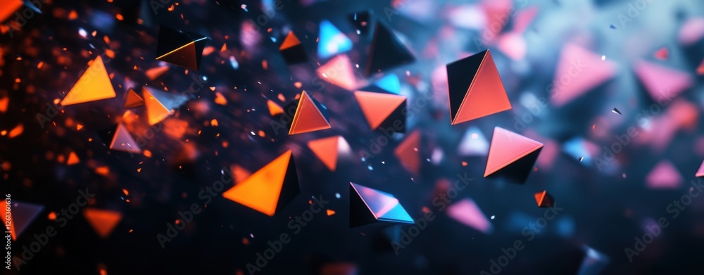 Poster abstract colorful background with colorful triangle glitter shapes