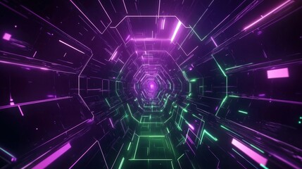 Obraz premium Futuristic Neon Tunnel Digital Lightscape Corridor