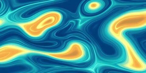 Obraz premium Topographic lines forming a swirling pattern with blue and yellow colors creating an abstract design