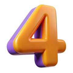 3D Number 4 Orange Purple Modern Graphic