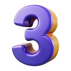 Naklejka premium 3D Number 3 Purple Yellow Fun Design