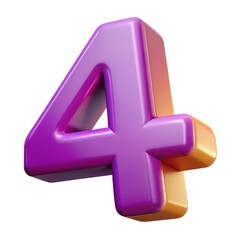 Obraz premium 3D Number 4 Purple Orange Playful Illustration