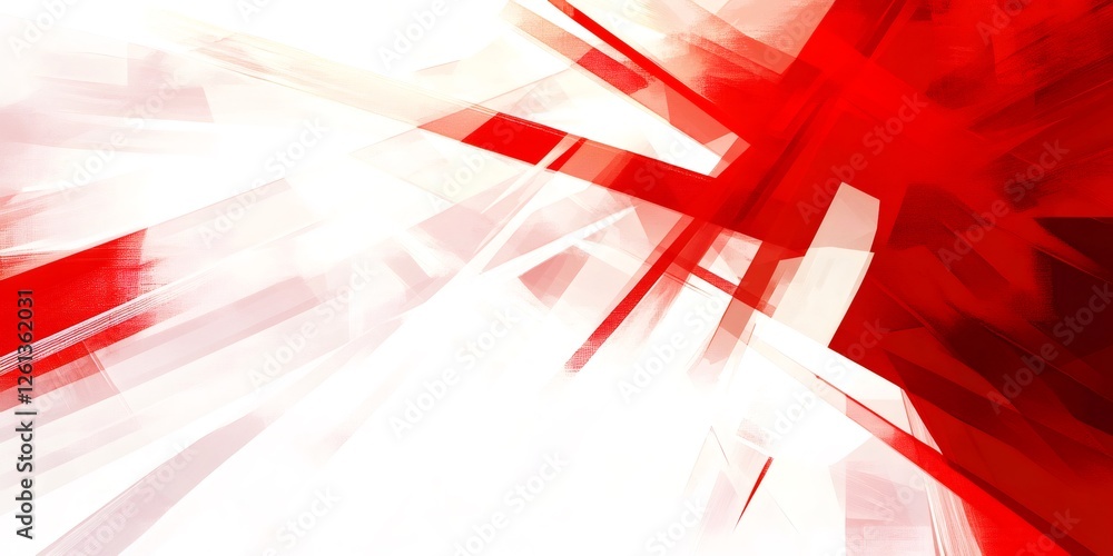 Poster dynamic red and white brush strokes converging and creating an abstract background, perfect for mode