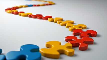 Autism Sunday Colorful puzzle pieces forming a path.