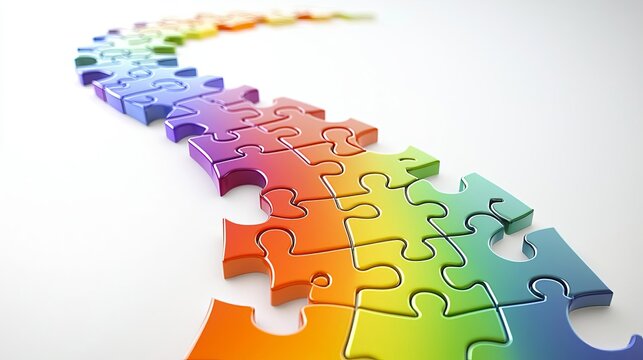 Autism Sunday Vibrant puzzle pieces forming a colorful path.