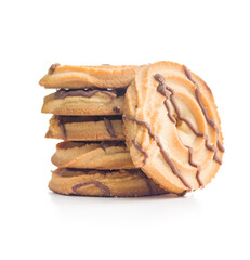 Sweet chocolate cookies isolated on white background.