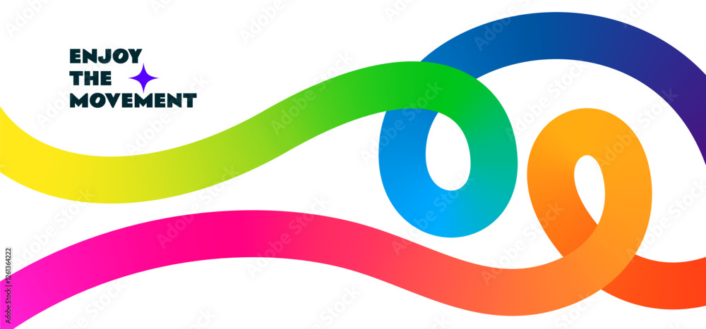 Leinwandbilder Background with Abstract Gradient Shapes. Pattern with Color Wavy Lines. Vector 3D Rainbow Ribbons
