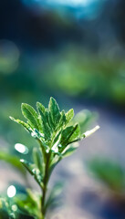 green leaf with water drops