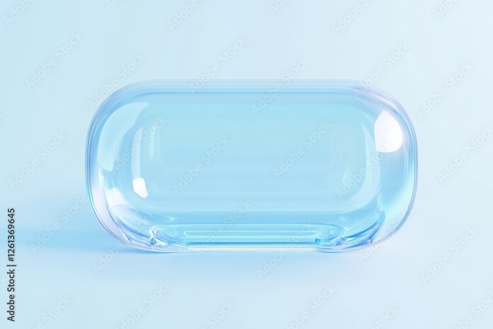 Poster transparent container showcasing modern design with minimalistic aesthetics in soft blue background