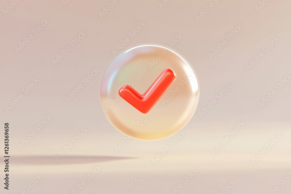 Poster render showcasing a 3d checkmark icon floating against a soft background emphasizing digital communi
