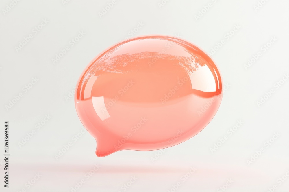 Poster floating pink speech bubble render illustrating digital communication concepts