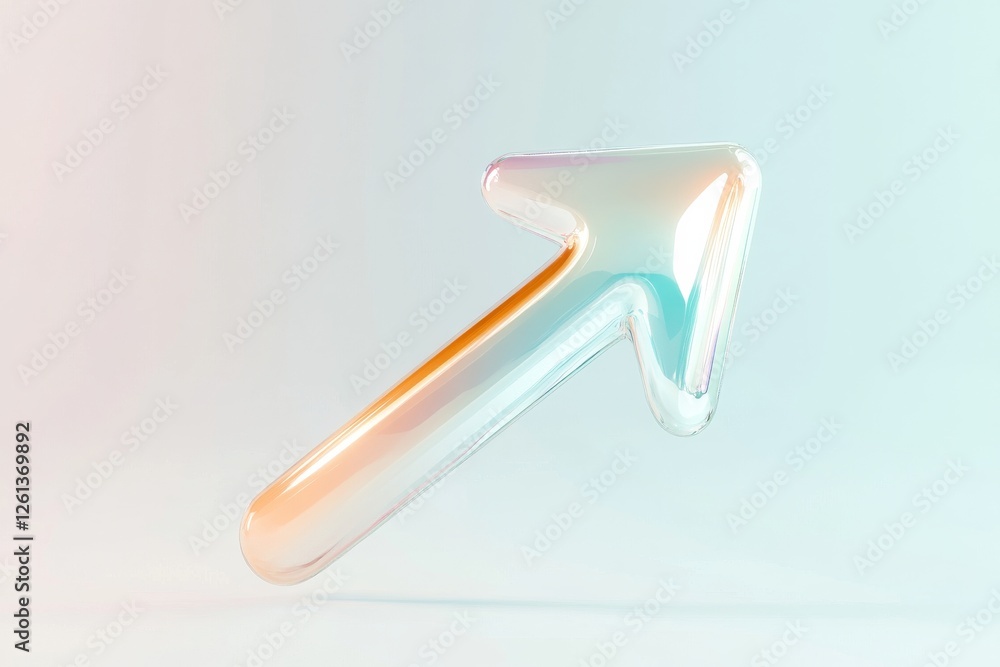 Poster modern 3d render of an upward arrow symbol representing growth and progress in media and communicati