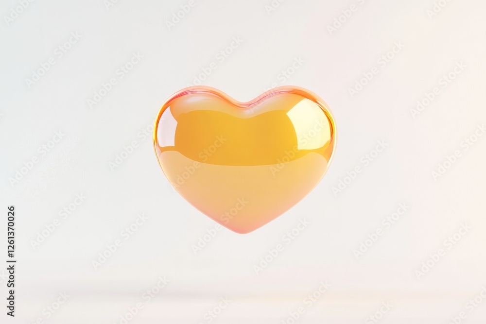 Poster colorful heart shaped object floating in a minimalist studio setting with soft lighting