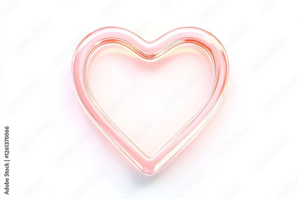 Poster heart-shaped contour in soft pink color showcasing a modern and minimalistic design
