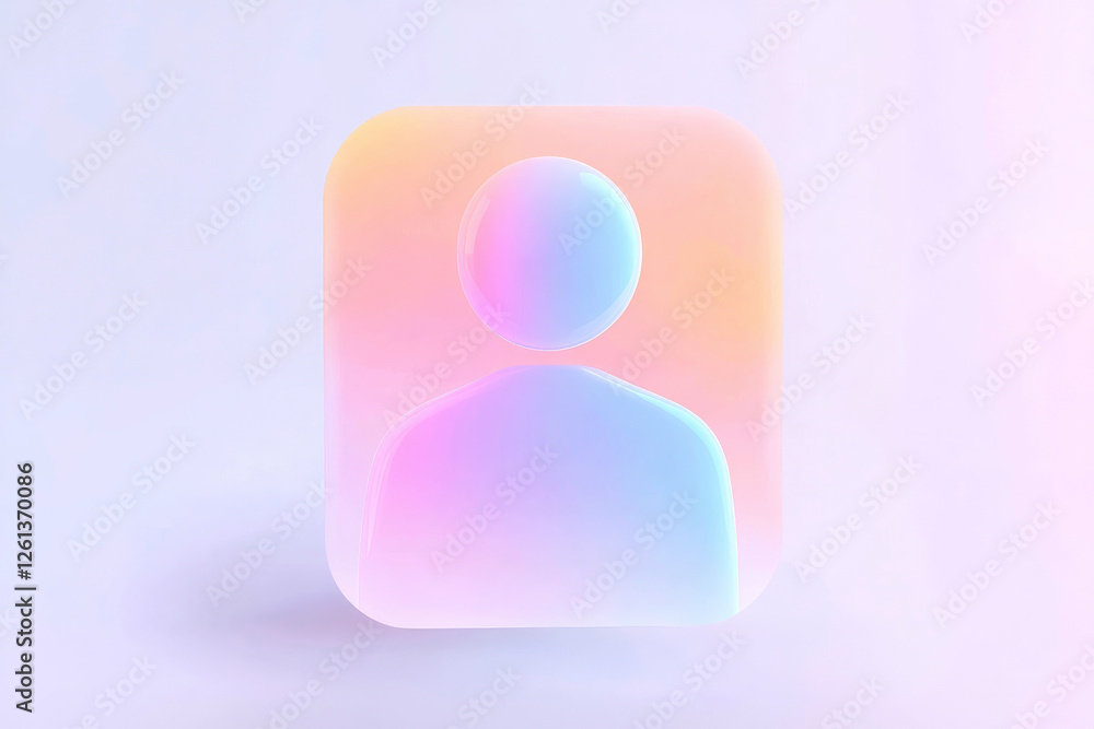 Poster render of a colorful abstract human figure silhouette on a soft gradient background