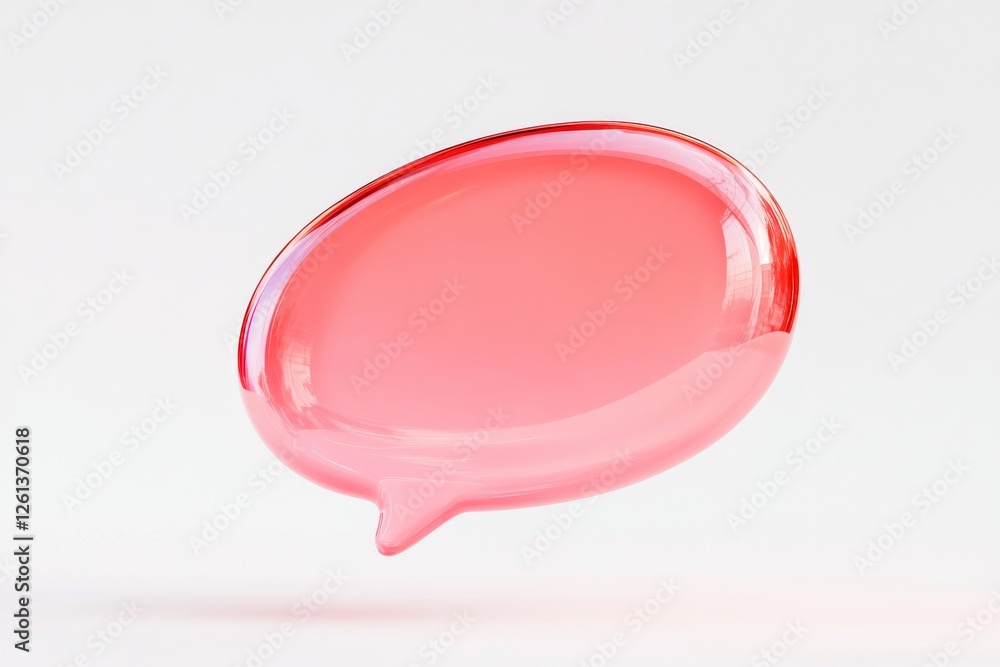 Poster render of a transparent pink speech bubble symbolizing communication and dialogue in digital media