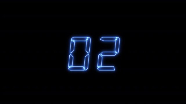 02 two neon lighting text with neon animation on black background, neon linear number two and colorful cloud glowing with blue neon light, abstract black background.