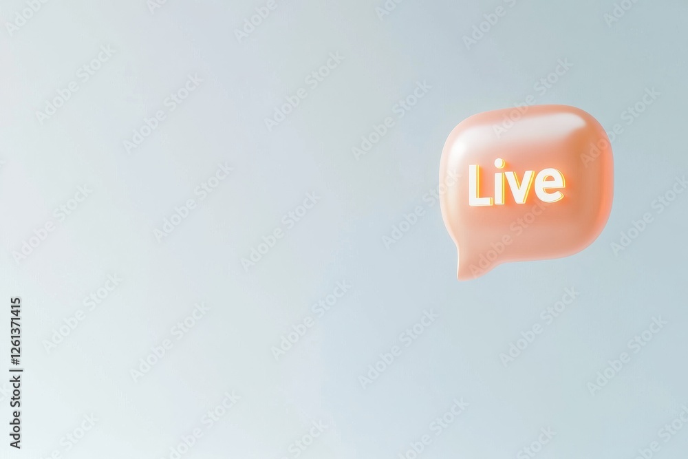 Poster dynamic render of a live chat notification symbol on a soft background showcasing modern communicati