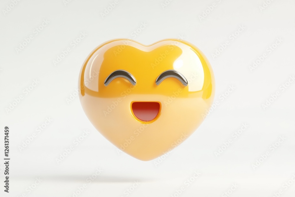 Aufkleber 3d render of a smiling heart emoji conveying joy and positivity in a minimalistic style