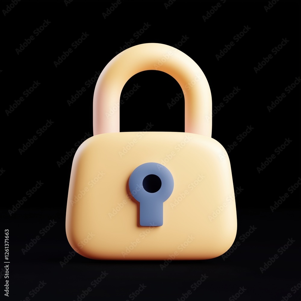 Poster icon closed golden padlock with a keyhole, providing a strong visual representation of security and 