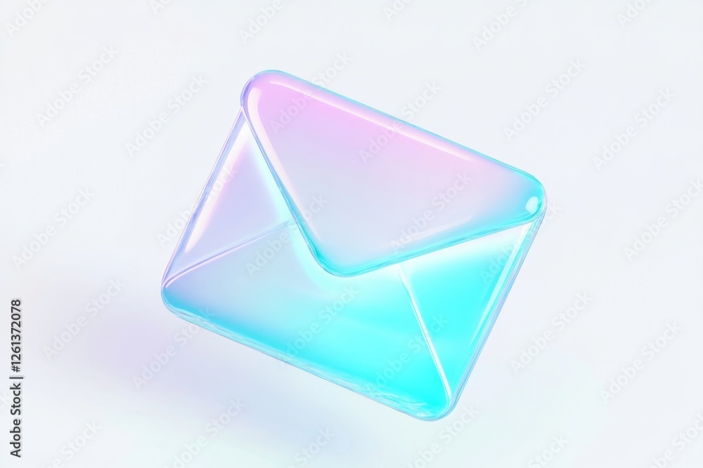 Poster modern digital communication represented by a colorful translucent envelope design